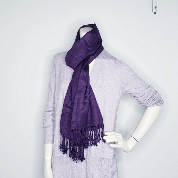Women Pashmina Purple Wrap Scarf (scarf only) - Picture 7 of 8